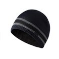 thumbnail image 2 of XIAOCHA Women’S Stripe‑Print Beanie，Solid‑Rib Fall‑Winter Outdoor Toque,Navy, 2 of 5