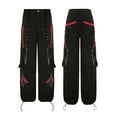 thumbnail image 6 of Women Dark Gothic Baggy Cargo Pants Harajuku Punk Colorblock Eyelets Bandage Metal Chain Patchwork Hip Hop Wide Leg Oversized Trousers Streetwear, 6 of 17