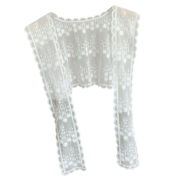 Women's Flower Lace Shawl Wrap False Collar Elegant Ties Knot Front Shoulder Wrap Small Cape Scarf Decorative Waist Belt