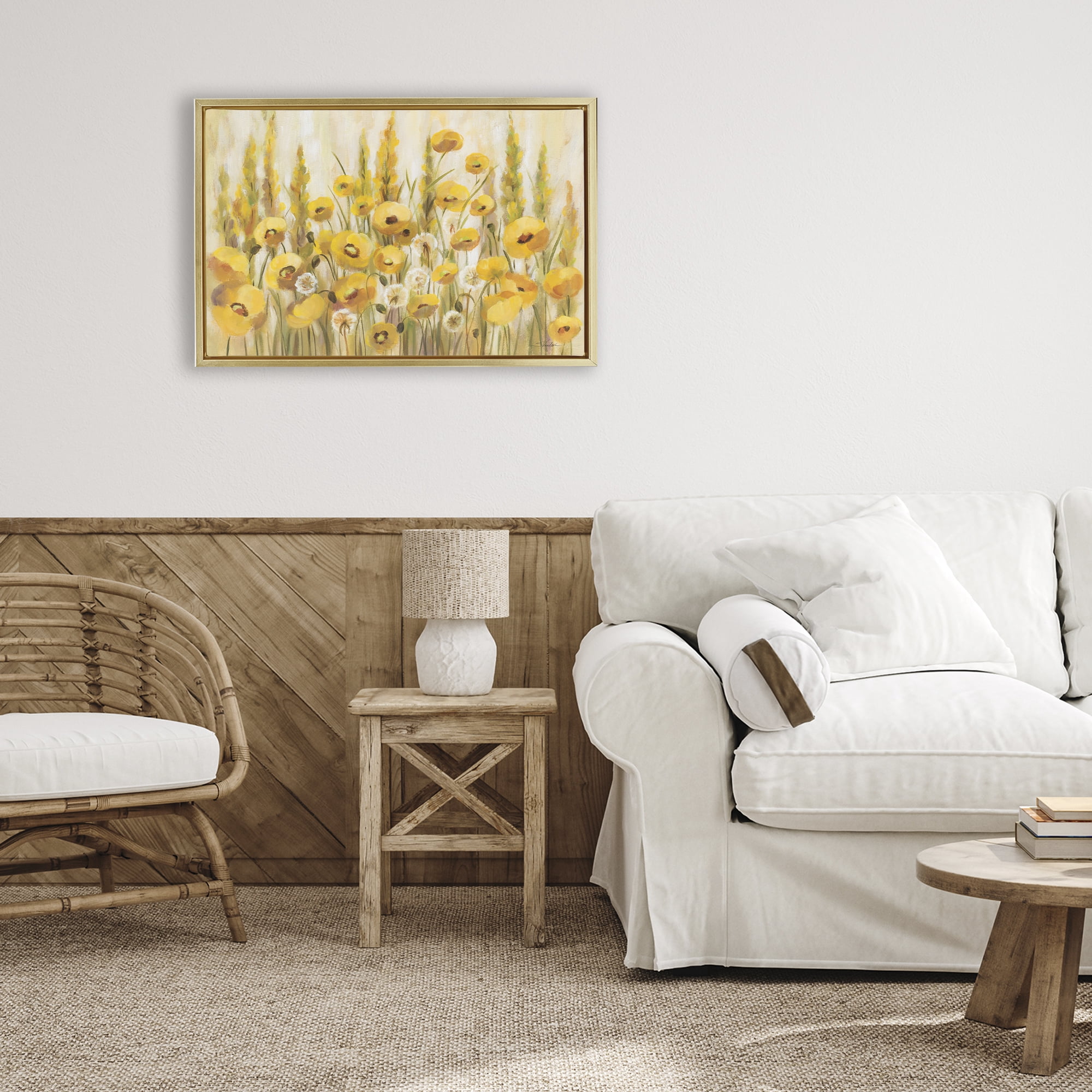 Stupell Industries Yellow Field of Poppies Gold Framed Floater Canvas Wall Art, design by Silvia Vassileva