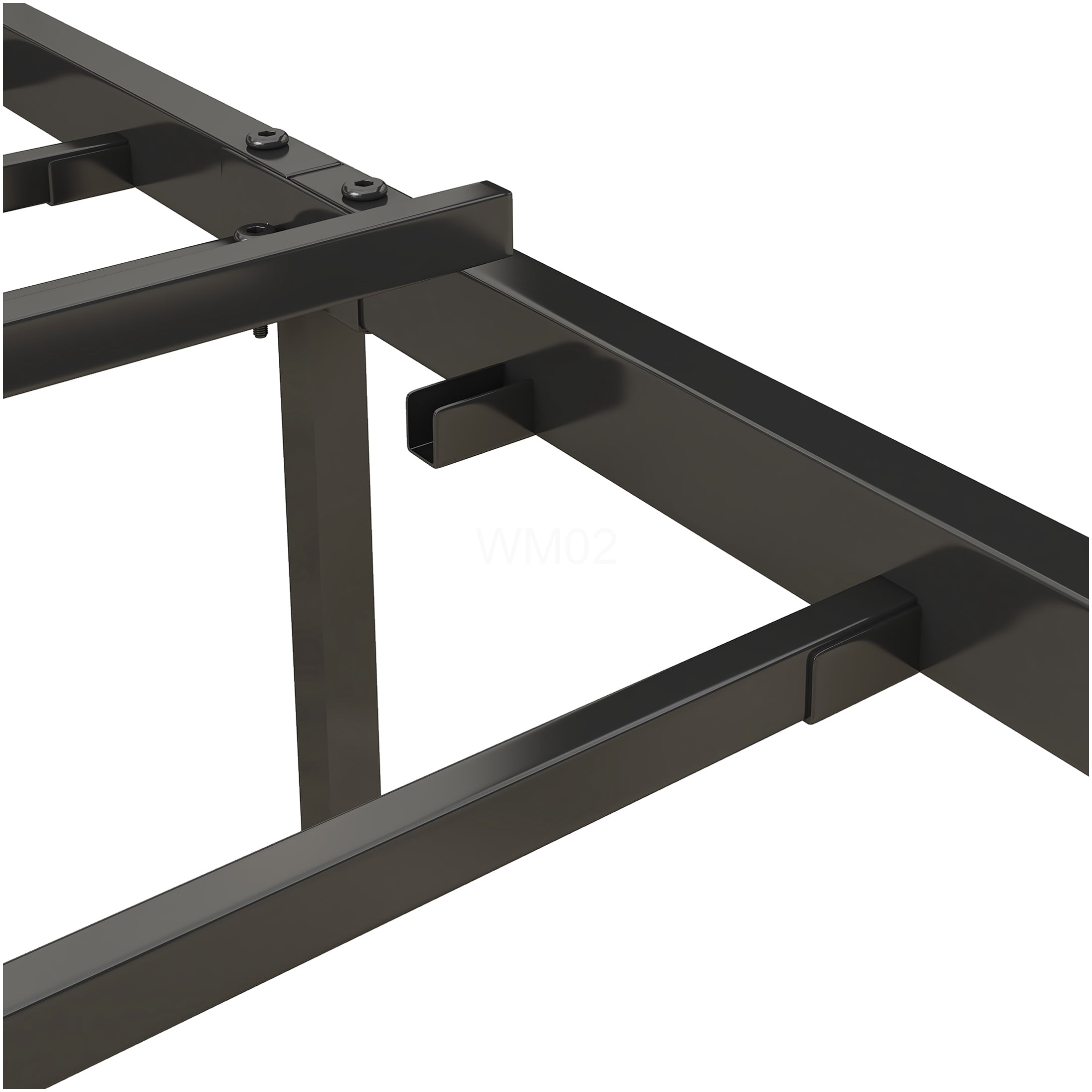 King Size Bed Frame with Upholstered Headboard and USB Charging Station, Heavy Duty Metal Platform, Grey