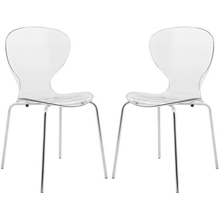 Leisuremod Modern Oyster Side Chair In Clear Set Of 2