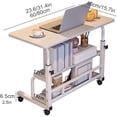 thumbnail image 2 of Portable Desk with Wheels Small Standing Desk on Wheels Adjustable Height Rolling Desks for Small Spaces, 24" Computer Desks with Storage Shelves for Home Office Study Walnut Brown, 2 of 7