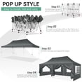 thumbnail image 3 of HOTEEL 10'x20' Pop up Canopy Tent with 6 Removable Sidewalls, Instant Outdoor Canopy Shelter with Upgrade Raised Roof and Carry Bag, Gray, 3 of 14