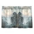 thumbnail image 7 of Yayeee Kitchen Curtains Tier Pair Light Filtering 27"x36" Rod Pocket Short Cafe Window Panel, Moon and House, 7 of 7