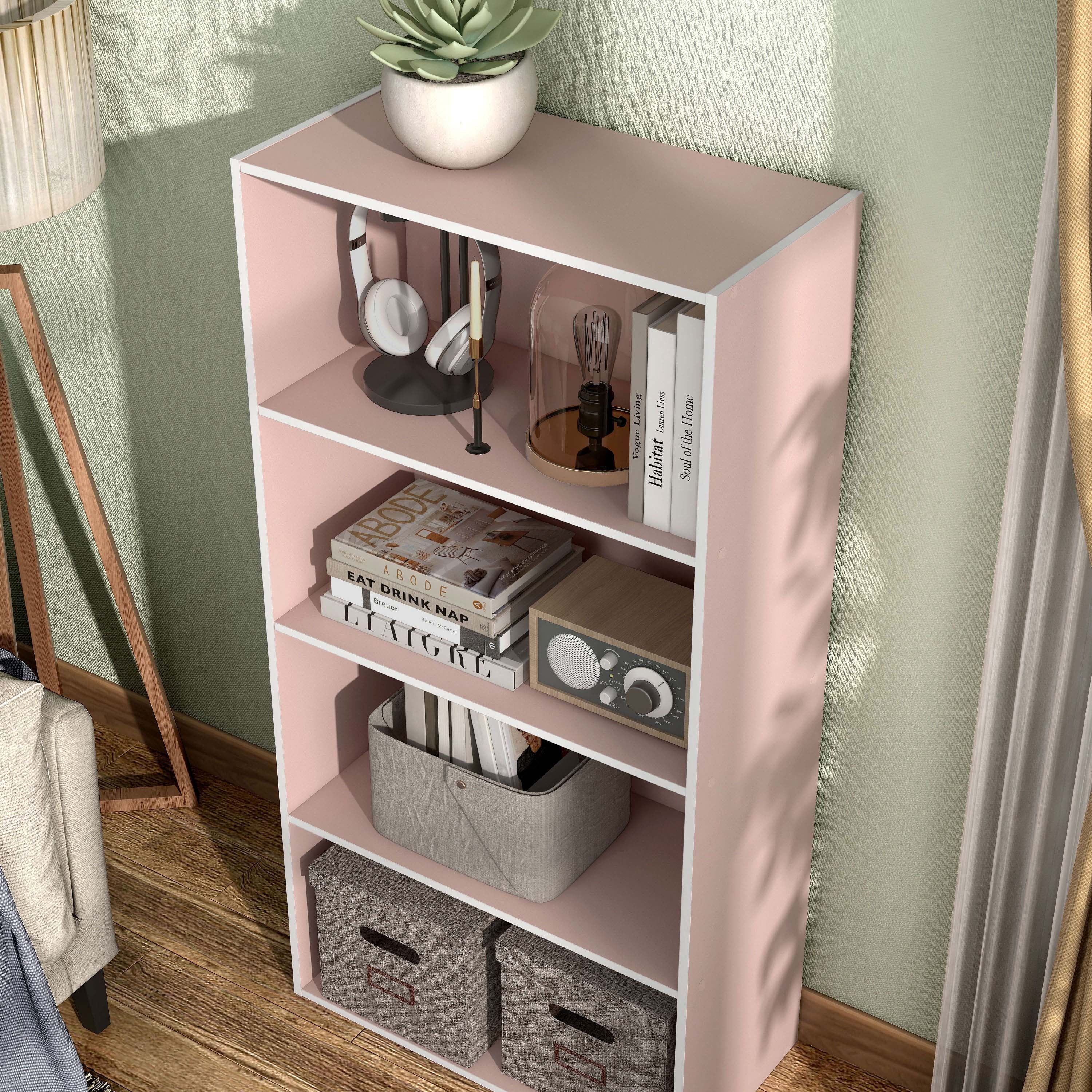 Furniture of America Brooks Stackable 4-Tier Wood Light Pink Kids Bookcase
