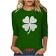 thumbnail image 3 of TaTaai Women Crew Neck 3/4 Sleeve St. Patrick's Print Black Loose Top Casual T-Shirt Ladies Spring Gathering Wear Lightweight Breathable Non-See-Through No Fading Top Gift, 3 of 7