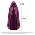 thumbnail image 2 of Gold Trim Velvet Hooded Cape, Gold Trim Velvet Long Hooded Cape Cloak, Full Length Wizard Witch Robe for Halloween Medieval Cosplay, 6 Color Luxury Velvet Costume Cape, Red One Size, 2 of 8