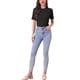 thumbnail image 2 of Camiseta básica de mujer INSPIRE CHIC, cuello redondo, manga corta, textura, color negro, 2 of 6