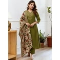thumbnail image 3 of KLOSIA Women Embroidery Straight Kurta and Pant Set with Dupataa - Indian Ethnic Traditional Wear Kurta Set, 3 of 6