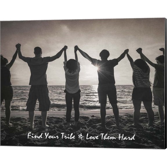 Find Your Tribe - Joined Hands Grayscale by Color Me Happy, Canvas Wall Art, 20W x 16H