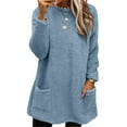 thumbnail image 1 of Womens Winter Coat Loose Wool Jacket Long Sleeved Jumper With Pockets, 1 of 6