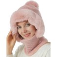 thumbnail image 4 of Gorro de invierno con capucha de vellón tejido para mujer, con máscara para cubrir el cuello y la cara, gorro de invierno grueso para ciclismo y esquí al aire libre, 4 of 5
