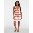thumbnail image 2 of No Boundaries Striped Crochet Coverup Dress, Women’s XXS-XXL, 2 of 5