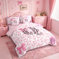 thumbnail image 2 of Erosebridal Pink Cheetah Pattern 7pcs Bedding Comforter Set For Bowknot Girls,Chic Leopard Letter Q Initial Print Queen Bedding Sets,Pink Reversible, 2 of 7