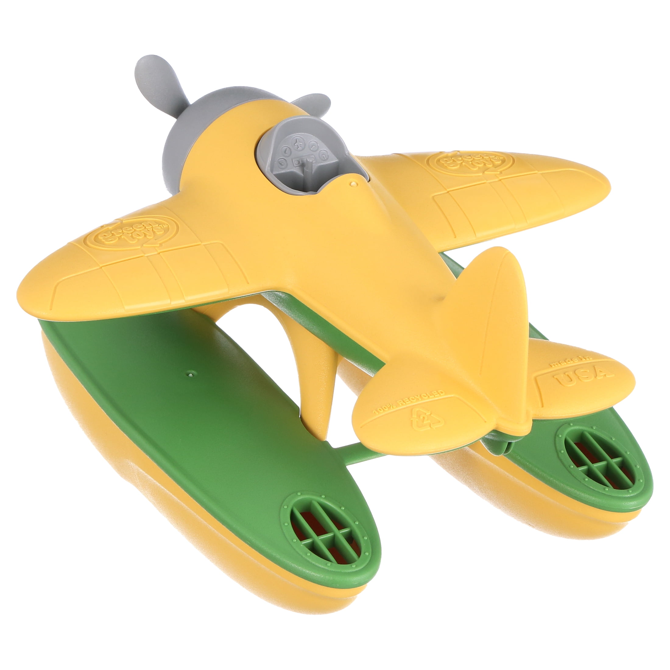 Green Toys: Seaplane - Yellow - Floating Water & Bathtime Toy, Indoor & Outdoor, Spinning Propeller, Recycled Plastic, Kids & Toddler, Ages 1+