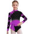 thumbnail image 3 of Rswnyirn Justaucorps de Danse Patinage pour Filles Manches Longues Color Block avec Short Violet 10, 3 of 6