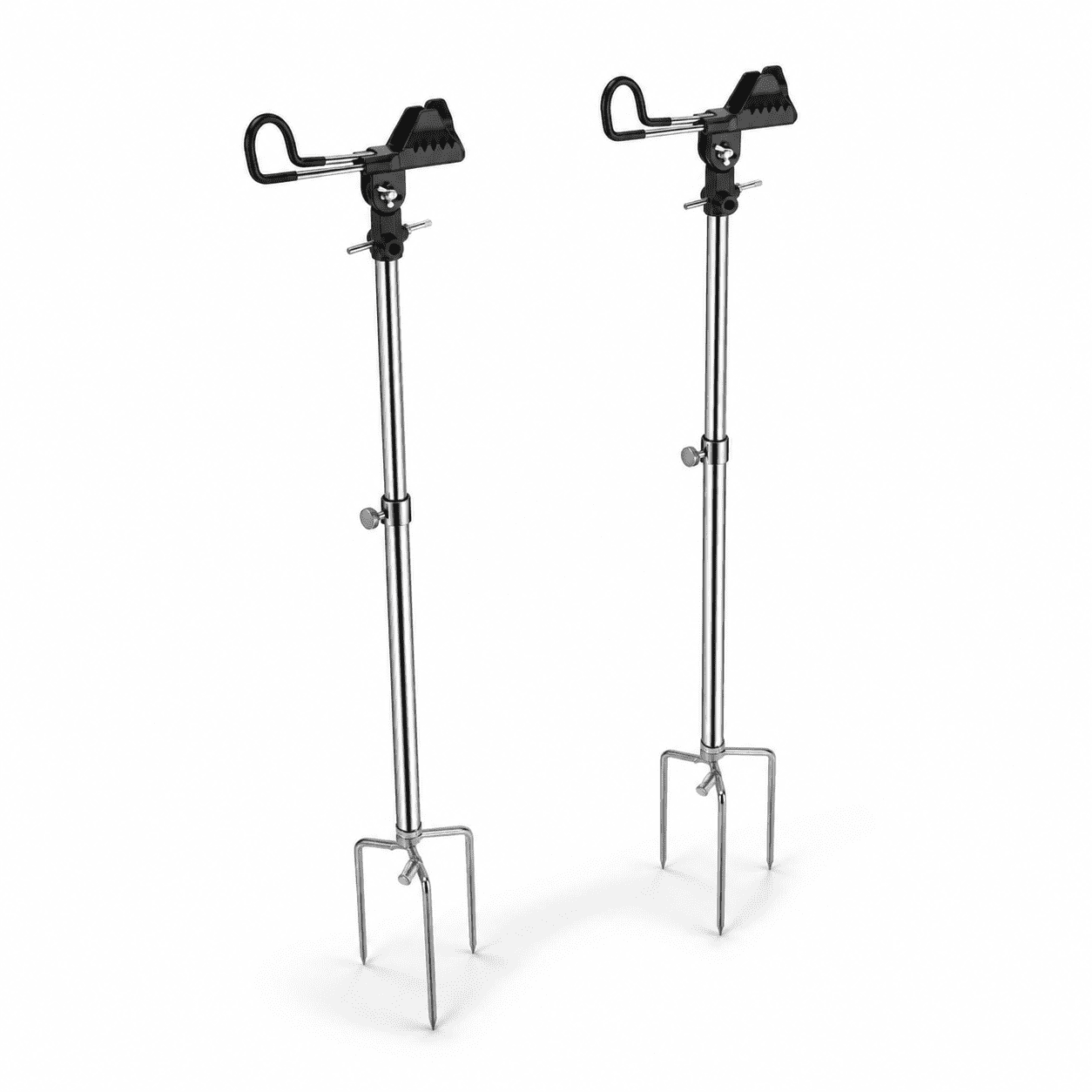 2 Pack Telescopic Fishing Rod Holder 360° Rotatable Adjustable Metal Ground Shore Bracket