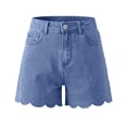 thumbnail image 4 of Women's High Waist Scalloped Hem Denim Shorts A-Line Relaxed Fit Shorts for Women Light Blue S, 4 of 8