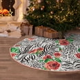 thumbnail image 4 of Salouo Roses Mixed Zebra 1 Christmas Tree Skirt 48" Farmhouse Christmas Decorations Snowman Xmas Tree Skirt Tree Mat for Holiday Party Decor, 4 of 8