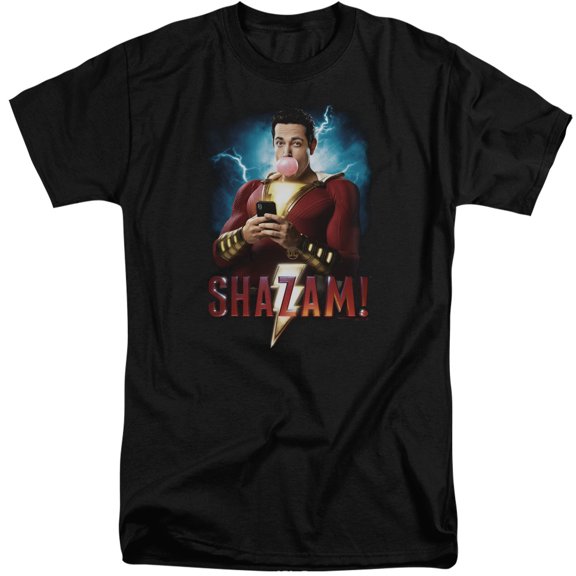 Shazam Movie Blowing Up Adult Tall T-Shirt 18/1 T-Shirt Black