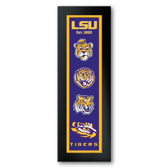 LSU Tigers Framed 8" x 26" Logo Heritage Art Print