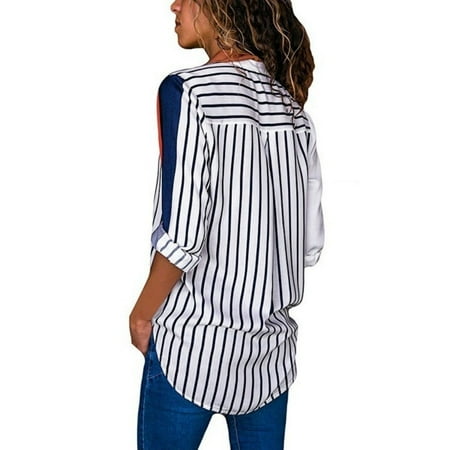 FNAC - Women Fashion Loose Striped Casual Autumn Shirts - Walmart.com ...