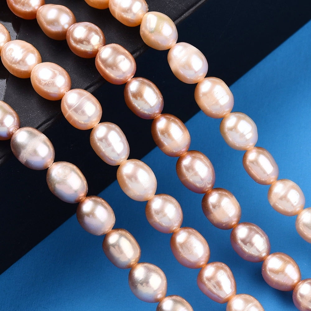 Natural Cultured Freshwater Pearl Beads Strands Rice Wheat 6~7.5x5~5.8mm Hole: 0.7~0.8mm about 48pcs/strand 13.5 inch(34~35cm)