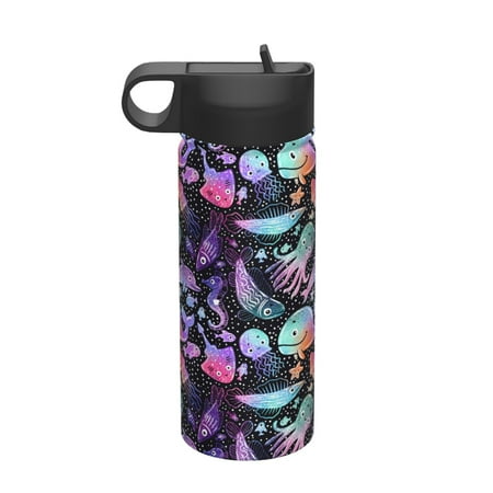 

Tideii whale fish octopus for 18OZ Insulated Space Bottle Stainless Steel Water Cup with Straw Suitable for Outdoor Sports Unisex