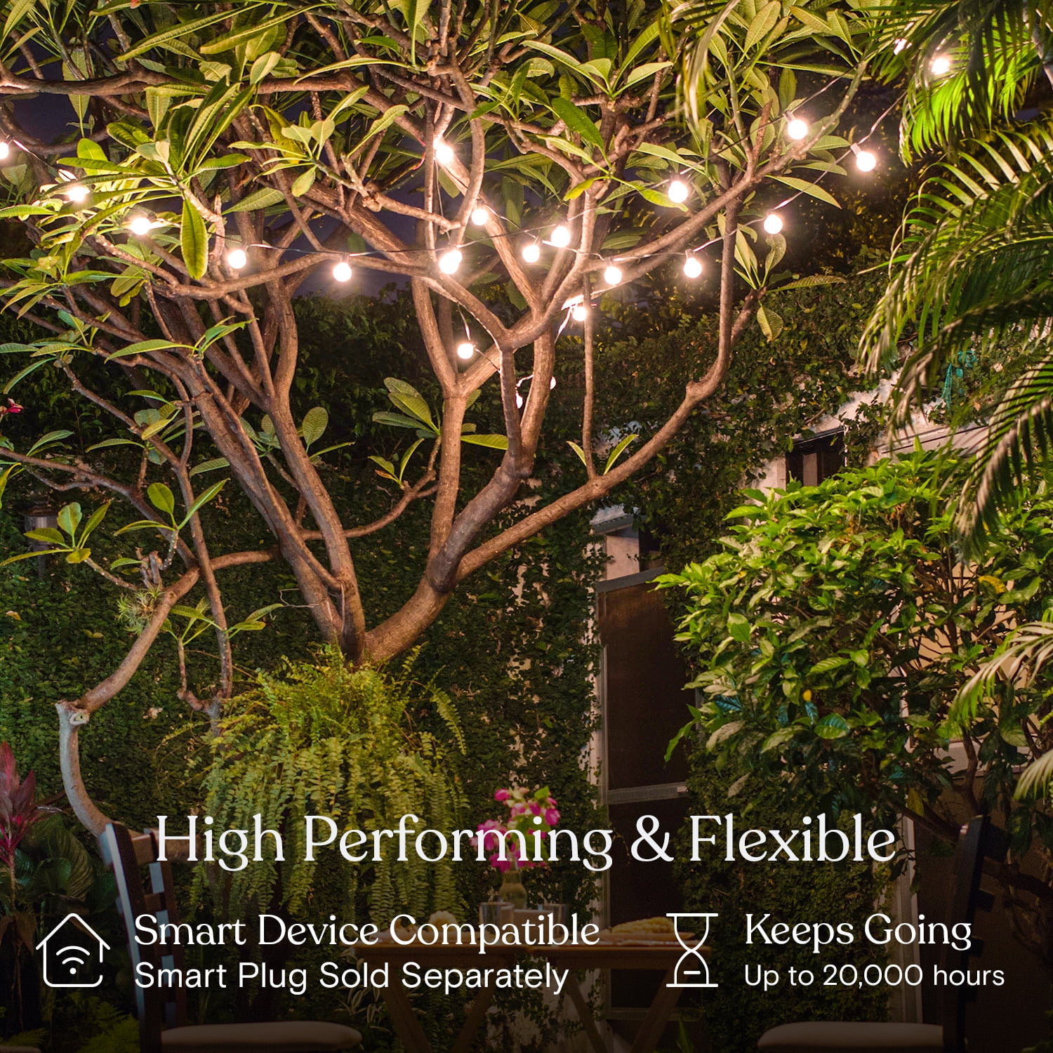 Brightech Ambience Pro LED Outdoor String Lights 26 ft, Waterproof Shatterproof 1W Globe Bulbs for Patio, Porch, Backyard, 2700K Soft White