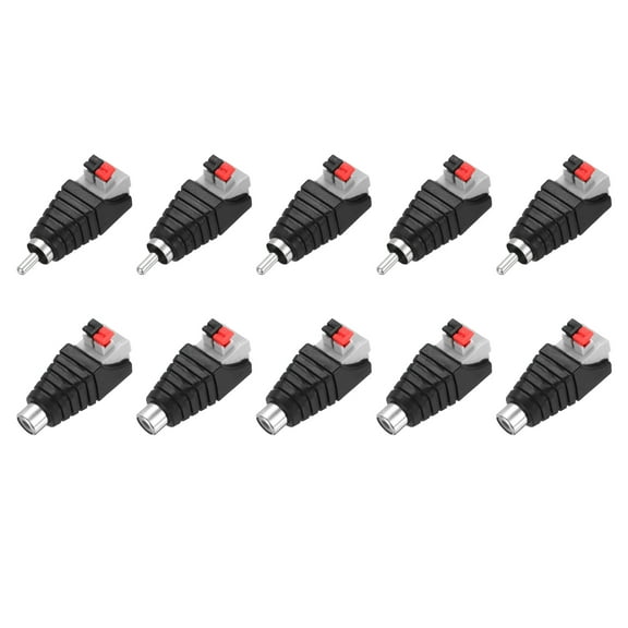 10 Pack RCA Male Female Speaker Wire Cable Solderless Nickel-Plated Copper RCA Speaker Wire Adapter to Audio Male Female RCA Connector Adapter Plug Jack, Black