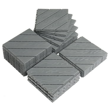 Interlocking Plastic Deck Tiles, 9 Pack, Waterproof Flooring Tiles, Indoor & Outdoor Use, Dark Grey, 11.8x11.8