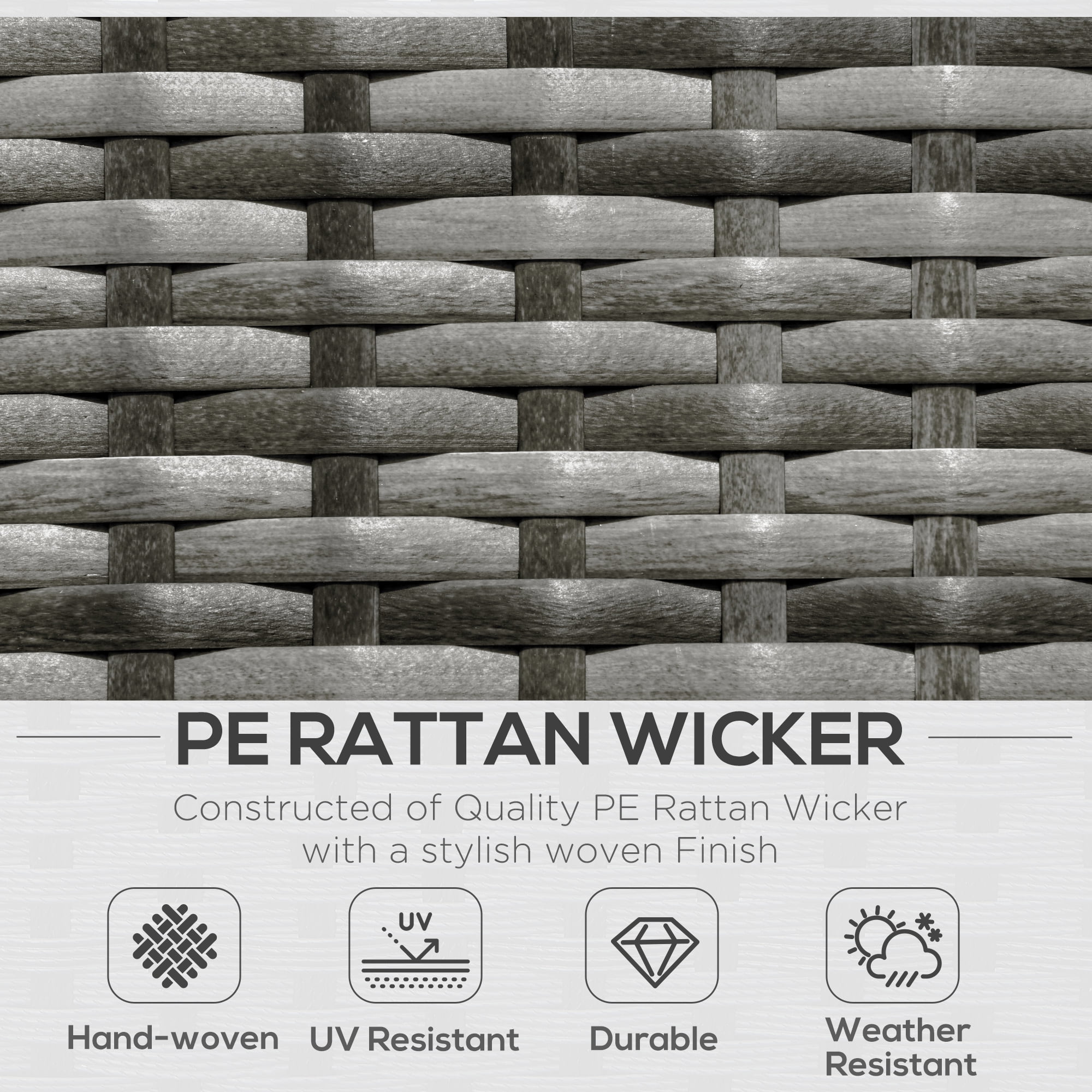 Outsunny 6 Pieces Patio Furniture Sets Outdoor Wicker All Weather PE Rattan Sectional sofa set with Ottoman, Cushions & Tempered Glass Desktop, Gray