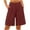 Wine 1, variant on UAMVSH Summer Shorts for Women Cotton Linen Pleated Front Shorts with Pockets Bermuda Soft Loose Fit Wide Leg Long Shorts