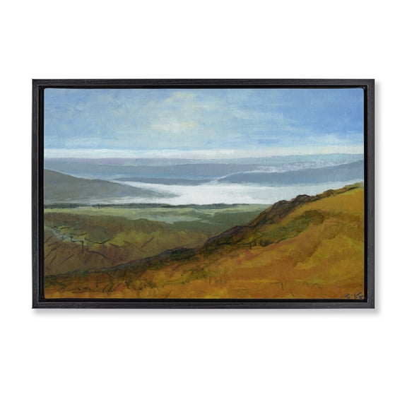 Stupell Industries Vast Serene Hills Landscape & Nature Painting Black Floater Framed Canvas Art Print Wall Art, 25 x 17