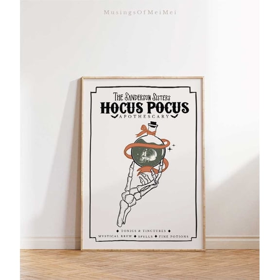 Hocus Pocus Sign Neutral Wall Art Farmhouse Decor Poster, Stretched Canvas Size 16x24