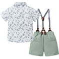 thumbnail image 5 of ZOEREA  Toddler Baby Boy Outfits Boys Gentleman Wedding Suits Set Summer Formal Short Shirt/Bowtie/Suspender 1-5T, 5 of 10