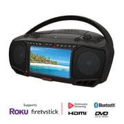Aiwa Portable 3W Boombox x2 Speakers with Bass, Supports Roku & Amazon Firestick