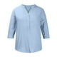 thumbnail image 4 of Camisas Para Mujer Cuello en V Color Sólido Tubo Abierto Botón Moda Casual Retro Manga 3/4 Camiseta Tops Blusa Odeerbi  ODB128389, 4 of 8