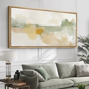 Large Framed Canvas Print Minimalist Abstract Nature Scene with Earthy TonesWall Art Decorative Ready to Hang Painting for Living room Bedroom 60x30 inches Natural Frame