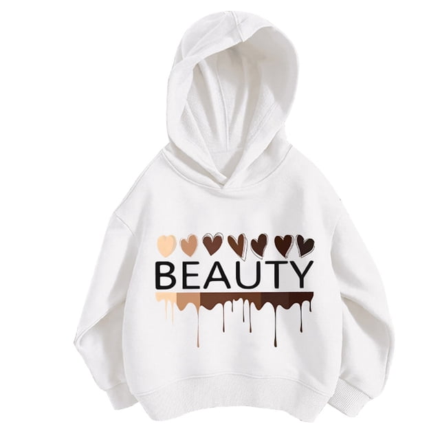 MIASHUI Chandail à Capuche pour Enfants Garçons Filles Manches Longues Sport Imprimé, Blanc, 8-9 Ans