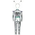 thumbnail image 4 of HCNTES Kids Space Man Alien Boys Girls Full Metallic Alien Jumpsuit Fancy Dress Up(9-10 Years,S7-White), 4 of 6