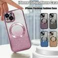 thumbnail image 4 of for iPhone 15 Plus Case Glitter Magnetic Compatible with MagSafe Full Camera Lens Protection Luxury Plating Cute Bling Clear Shockproof Slim Phone Case for Women Girls, Pink, 4 of 13