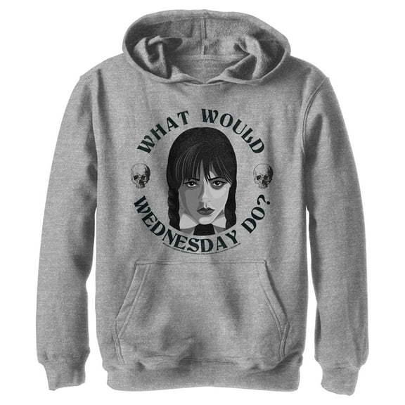 Boy's Wednesday What Would Wednesday Do? Pull Over Hoodie Athletic Heather Small