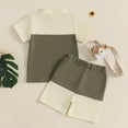 thumbnail image 4 of Zpanxa Summer Outfits for Girls Solid Color Stand Collar Color Block Short Sleeve Top and Shorts Set 2 Years, 4 of 7