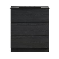 Liberte 30" Freestanding Bathroom Vanity in Black Oak with Black 3-Hole Widespread Sink Top