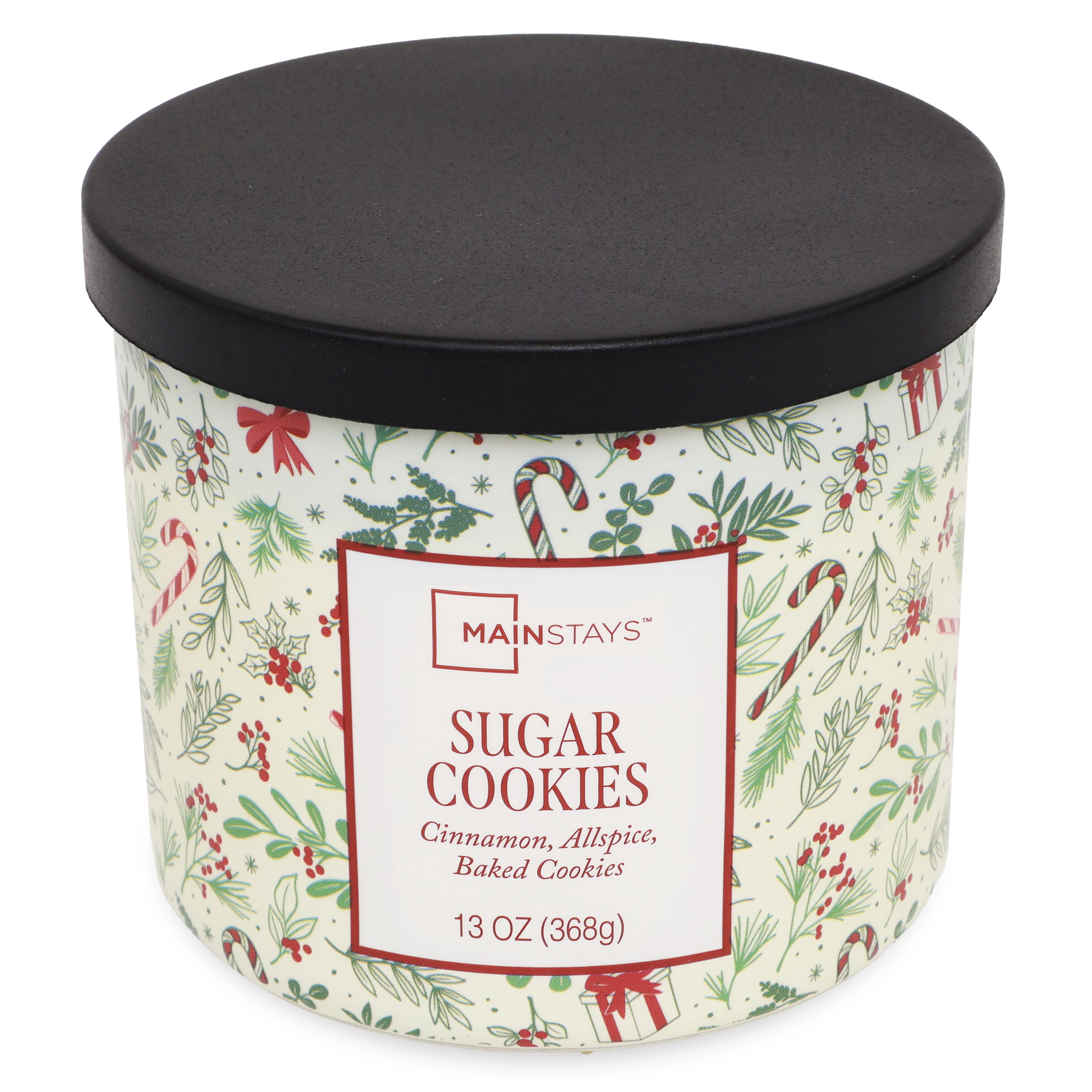 Mainstays 3-Wick Sugar Cookie Scented Candle with a White Garland Toss Scene Wrap, 13-Ounce