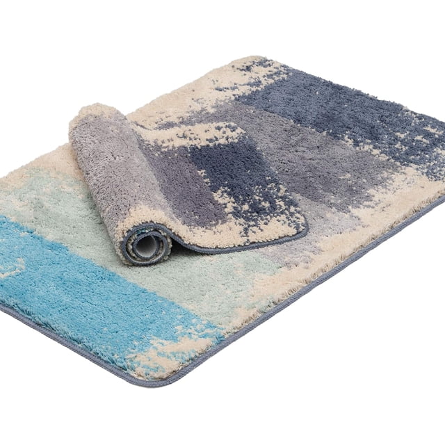 Juego de 2 alfombras de baño absorbentes, lavables a máquina, antideslizantes, alfombras de baño de microfibra suave de lujo, coloridas alfombrillas de baño para baño, cocina y dormitorio, 15,7 ×