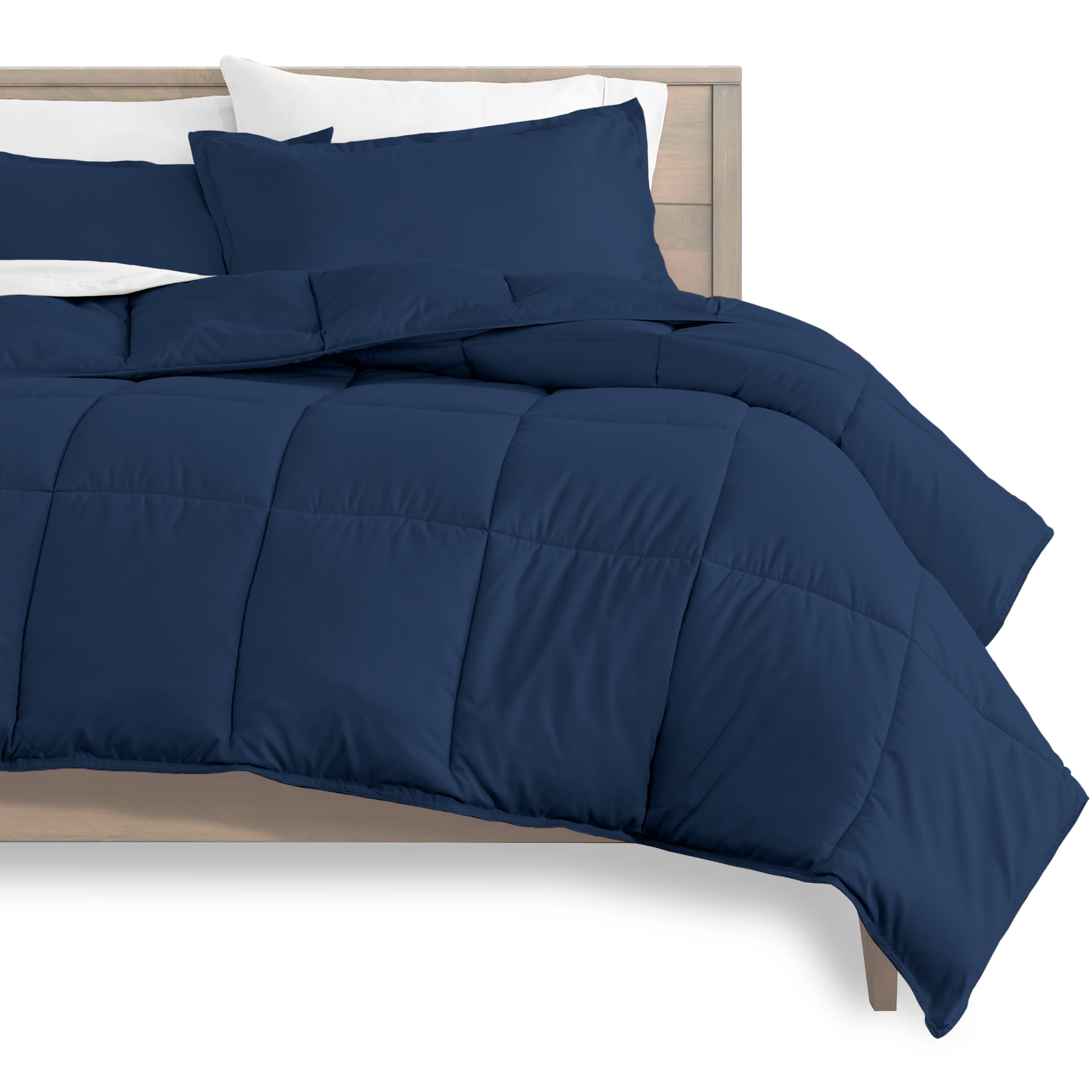 Bare Home Ultra-Soft Goose Down Alternative Comforter Set, Full, Dark Blue