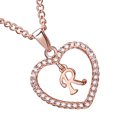 thumbnail image 4 of 26 Letters R Heart Shape Pendant Necklace Rhinestone Rose Golden Clavicular Chain Jewelry Couple Gift, 4 of 5